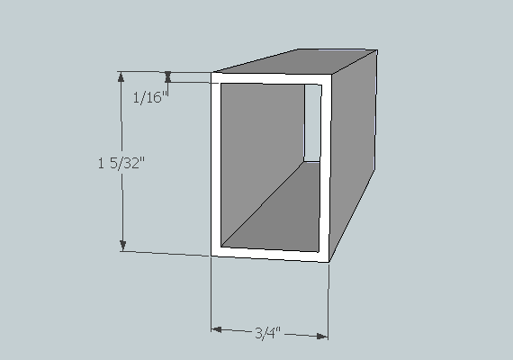 Cross-section of a cut composite hockey stick showing hollow core