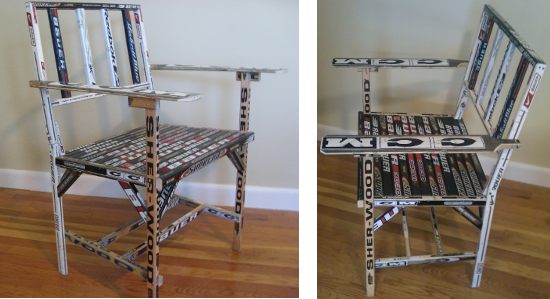 Hockey stick chair top view