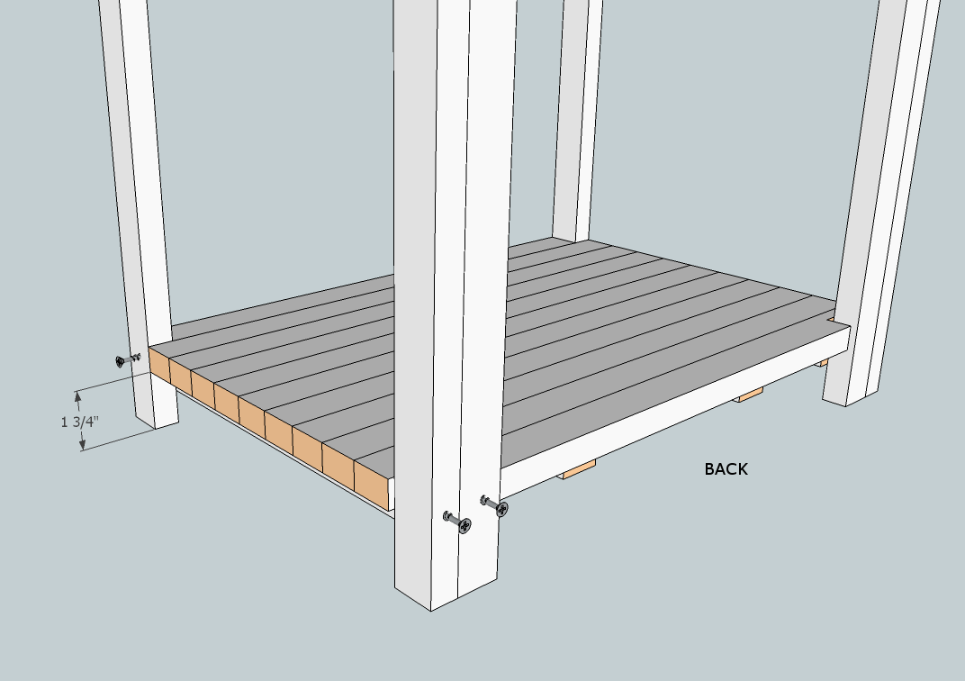 Bottom shelf attached